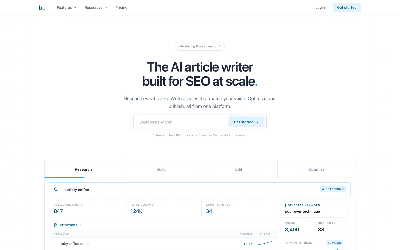 The Byword homepage at byword.ai
