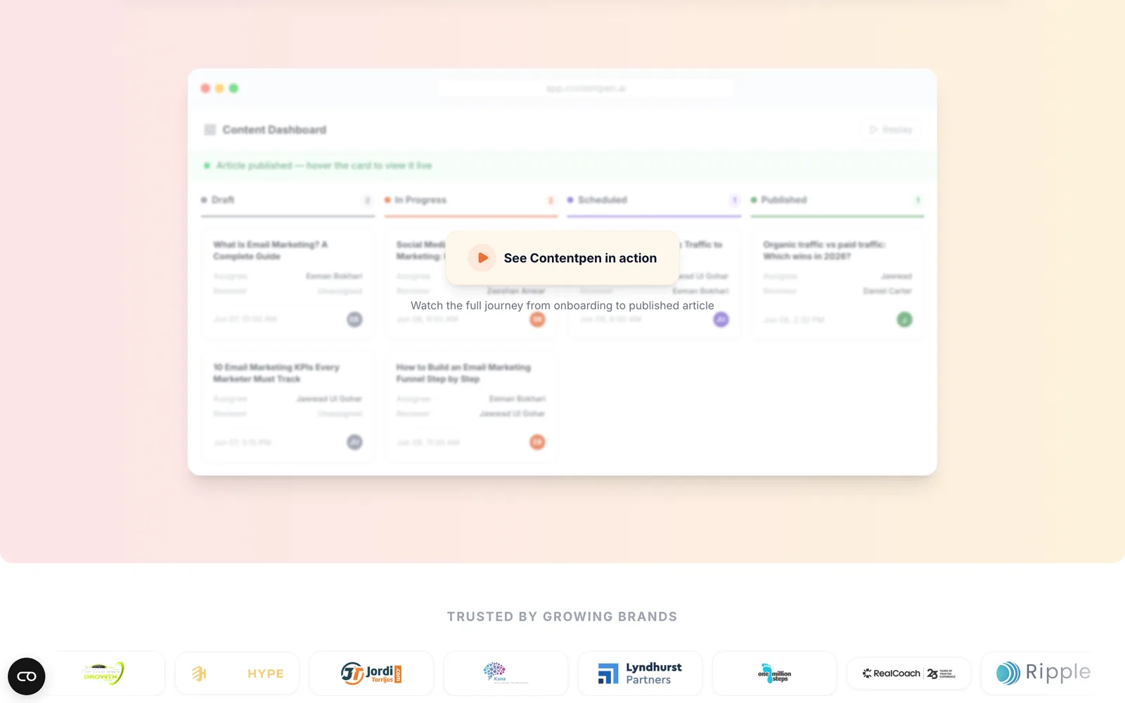 The ContentPen homepage at contentpen.ai